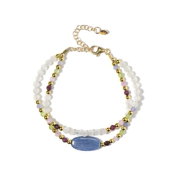 Cavill 925 Silber Armband Vergoldet Mit Kyanit Rubin Tansanit Mondstein-image