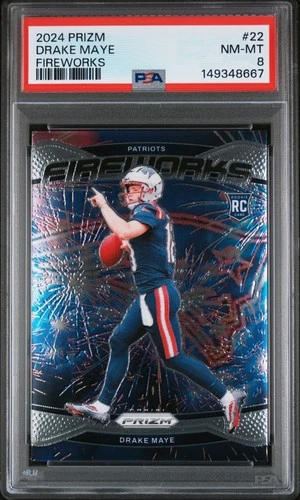 2024 PANINI PRIZM FIREWORKS #22 DRAKE MAYE ROOKIE RC PSA 8