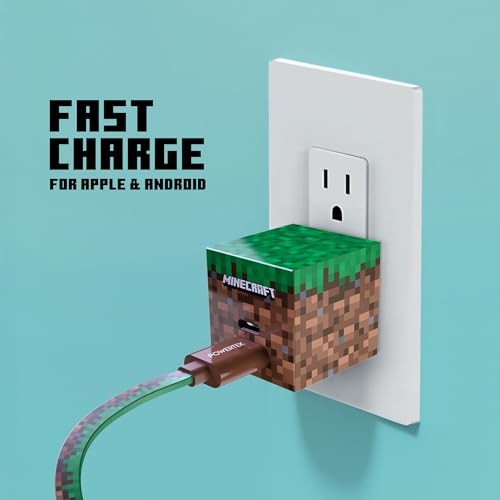 Pack de charge Powertek Minecraft USB-A vers Lightning (bloc d'herbe MFi - Photo 3/7