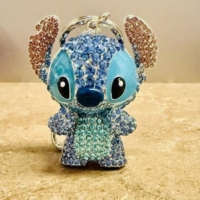 BNIB ~ DISNEY Stitch Keychain 3D Rhinestone Crystal Metal Keychain Bag Charm