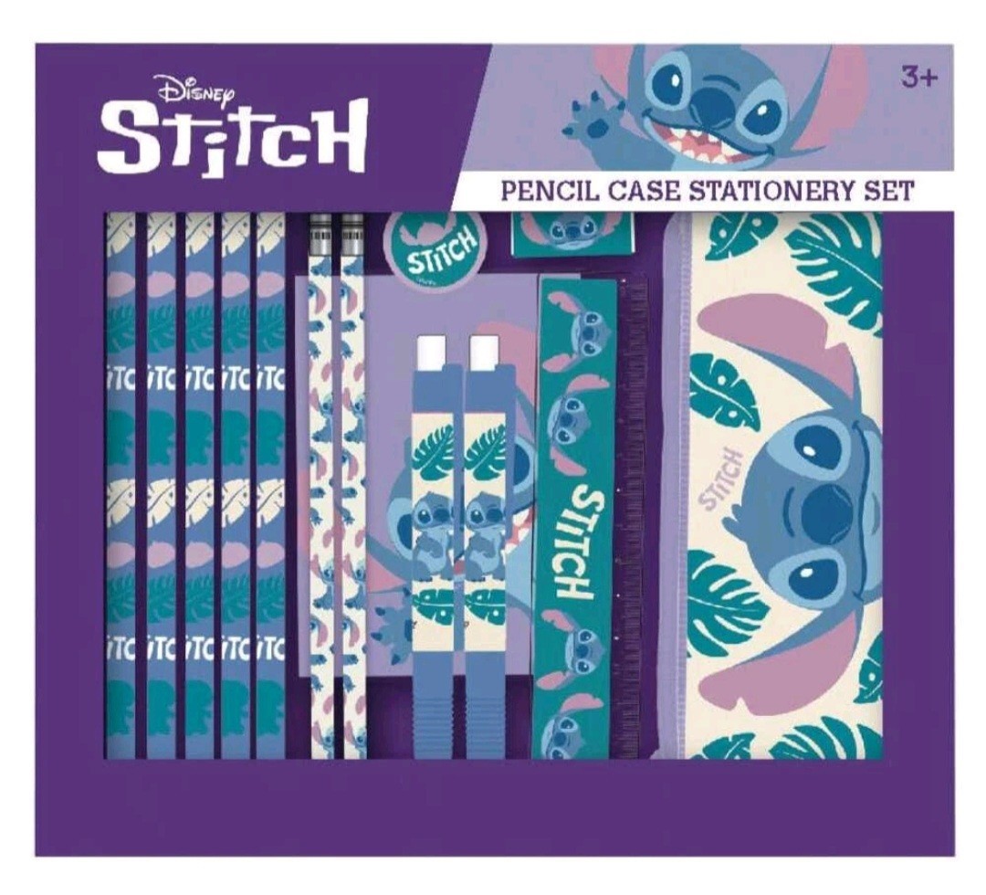DISNEY Stitch Pencil Case Pens, Pencils, Ruler, Notebook, Sharpener School Set