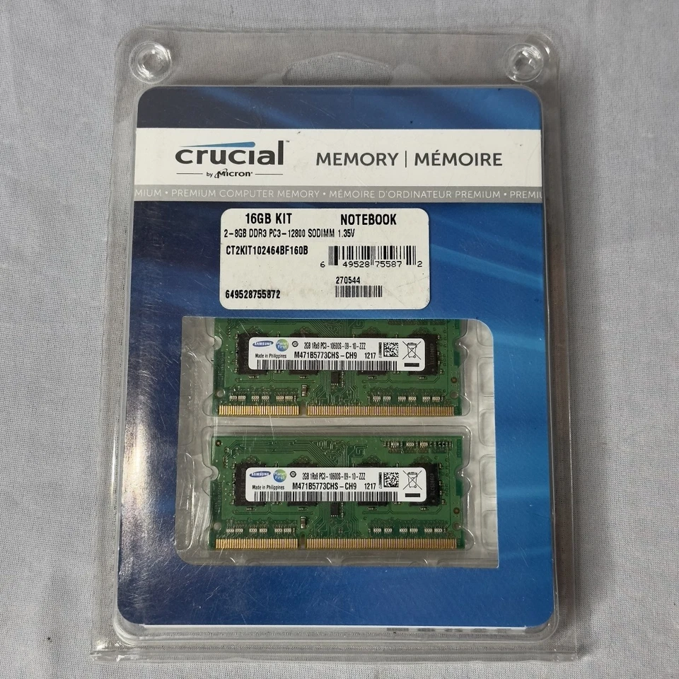 Crucial 16GB DDR3 RAM Kit 2x8GB 1333 1600 SODIMM Notebook Memory Mac Compatible - Image 4 of 4