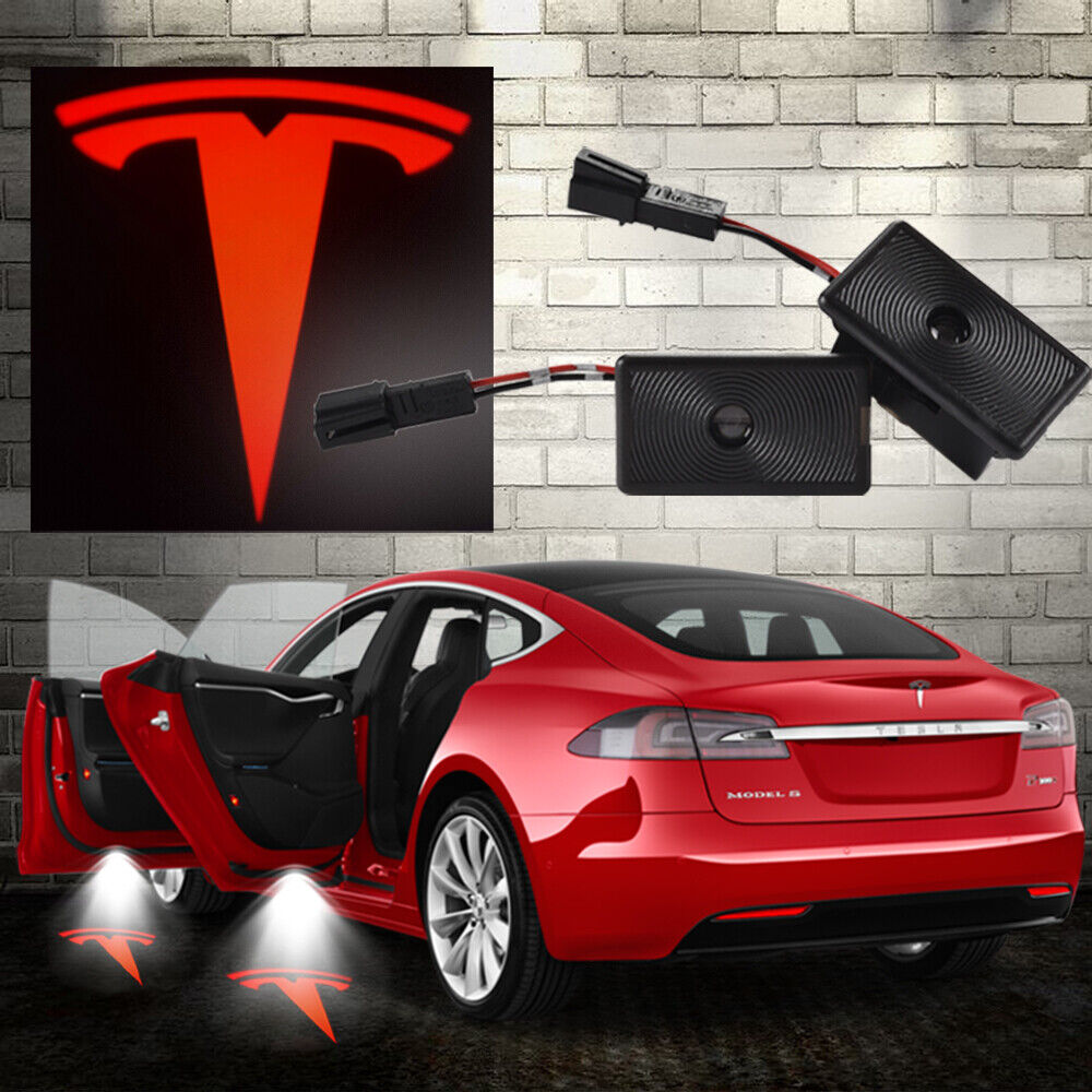 LED Tesla Logo Puddle Lights Car Door Lights For Model 3/ Y/ X