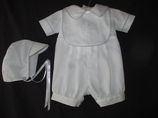 Baby Boys Cotton Sateen Christening Romper Baptism Outfit  NB 3 6 12 Months