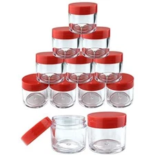 12 Pieces 30G/30ML Round Cosmetic Sample Pot Jars Container Red Lids BPA Free