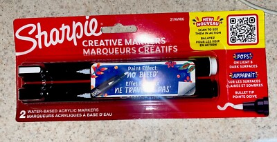 Sharpie Creative Marker Brush Tip 2/Pk White/Black Office School Art Crafts Home