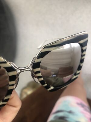 CHROME HEARTS Laurita Lynn sunglasses zebra stripe mirrow lens MBS/SS Silver. CHROME HEARTS Laurita Lynn sunglasses zebra stripe mirror  main image 2