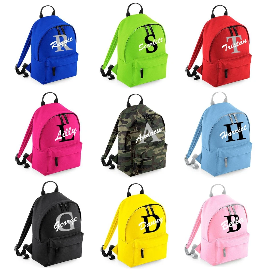 BAGBASE Personalisierter Mini Kinder Rucksack Initialen beliebiger Name Kleinkind Schule Kindergarten Tasche MB#3