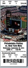 New York Mets vs Philadelphia Phillies 9/30/2016 Ticket Ryan Howard