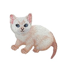 White Cat, Kitten, Pets, Cute Animals, Embroidered, Iron-on Patch