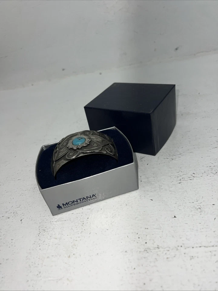 Nuevo brazalete turquesa con pergamino plateado Montana Silversmiths para mujer. BC1225 A-62 Foto 4 de 4