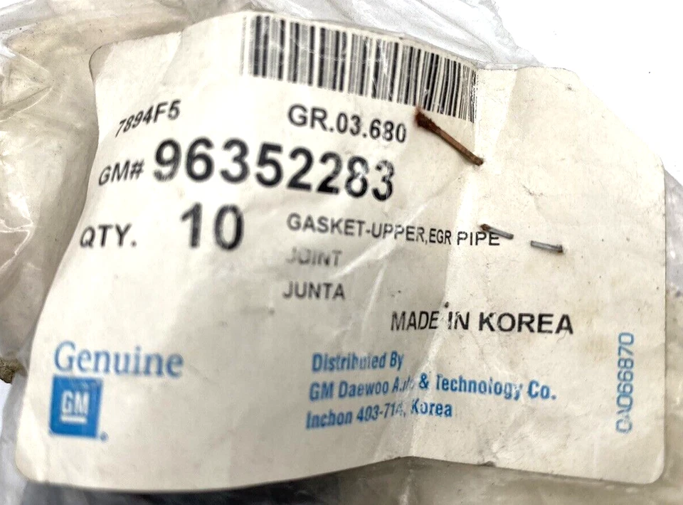 Guarnizione Tubo Valvola EGR Chevrolet / Daewoo Matiz OEM 96352283 Originale - Imagen 3 de 4