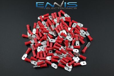 18-22 GAUGE 500 PK VINYL RED QUICK DISCONNECT MALE .250 TERMINAL CONNECTOR CRIMP