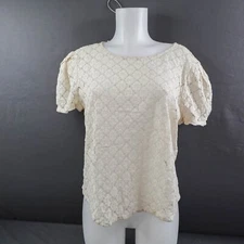 Hinge Womens Top Large Oatmeal Lace Romantic Cottagecore Indie Boho Fairycore
