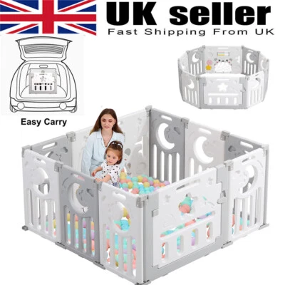8+2 Panels Foldable Baby Playpen Kids Safety Child Play Center Yard Indoor Toy