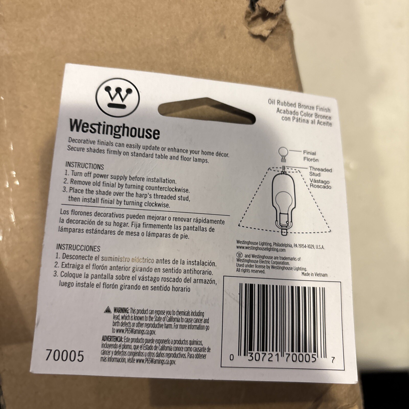 Classic Ball Lamp Finial 1-1/2" Oil Rubbed Bronze Westinghouse 7000500 2 Pack