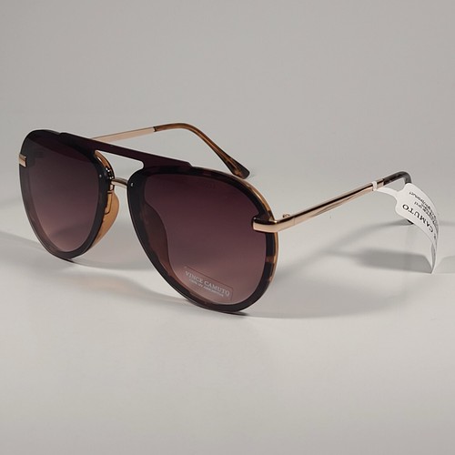 Vince Camuto VC991 TS Rimless Aviator Sunglasses Gold Frame Brown Gradient Lens