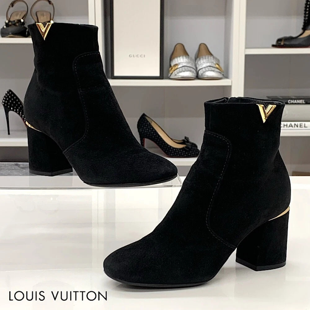 louis vuitton black suede boots