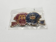 VINTAGE MCDONALD'S HAT LAPEL PIN NFL RED BLUE FOOTBALL HELMETS