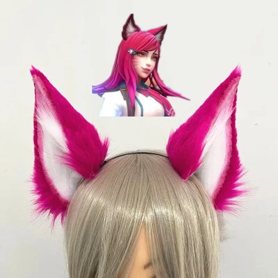 New Hand Made LOL Academy Ahri  Ears fox JK  Hairband Headwear Cosplay Costume 