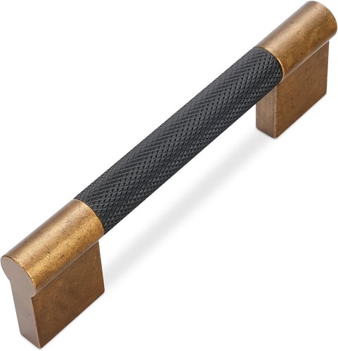 Sleek Black & Antique Brass 3-3/4 Inch Cabinet Pulls - 10 Pack for Modern Homes - Picture 3 of 8