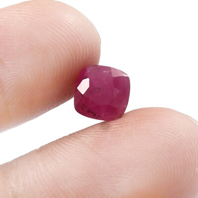 2.10 CT Johnson Mines Heated Natural CERTIFIED Ruby Cushion Loose Gemstone Cut