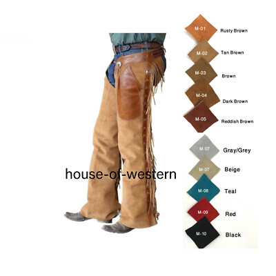 Pantalon western amérindien à franges de cowboy en cuir suédé