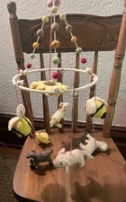 Felted Wool Farm Animal Crib Mobile Playroom Baby Lamb Donkey Pig Sunflower Bees