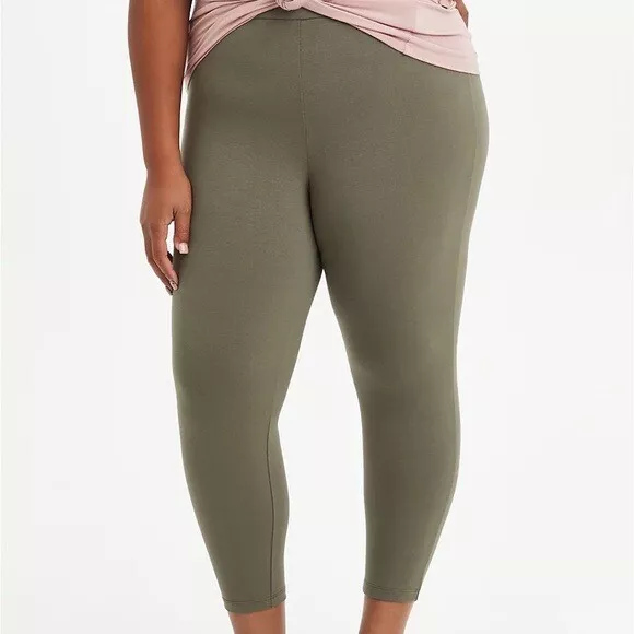 Torrid Leggings 1X (14-16) Olive Army Green Cropped Plus Size Capri Cotton  New