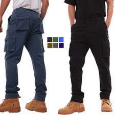 Mens' Combat 100% Cotton Slim Fit Cargo Work Trousers Multi Pocket Size 30 to 42