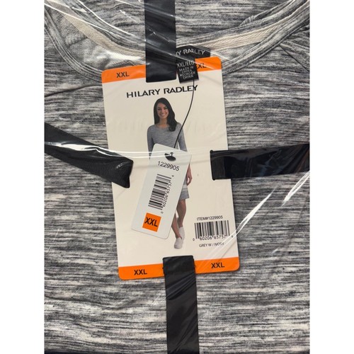 NWT Hilary Radley 3/4 Sleeve Dress XXL White/Grey Stripe - Picture 4 of 5