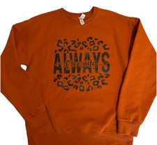 VTG 80s Jerzees Nublend Rustic Orange Leopard Sweatshirt Size M Made In USA