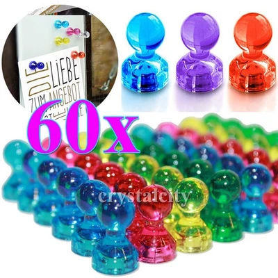 60x Magnetpins bunt Whiteboards Tafeln Kühlschrank Pinwand Karten Pins Neodym - Bild 1 von 4