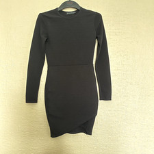 PrettyLittleThing Womens Black Long Sleeve Wrap Skirt Bodycon Mini Dress Size 10