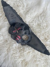 Black therian Paper Half Face Mask Pointed Ears Long Side Points Elastic Strap