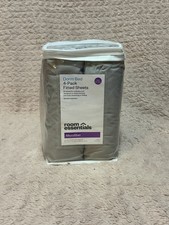 4-pack Fitted Sheets Twin/Twin XL Dorm Bed Gray Microfiber Room Essentials