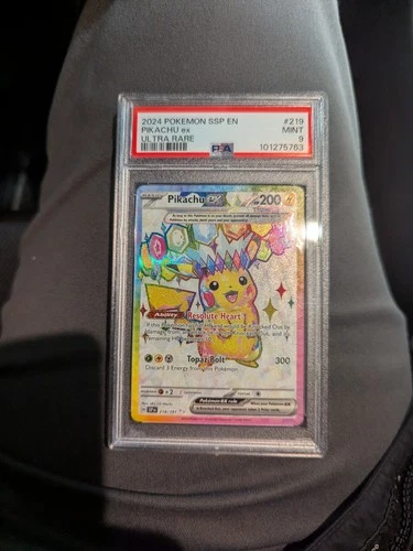 2024 Pokemon SSP EN Pikachu ex Ultra Rare #219 PSA 9