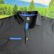 FootJoy Golf Polo Shirt Mens 2XL Black Stretch Short Sleeve - Pocket