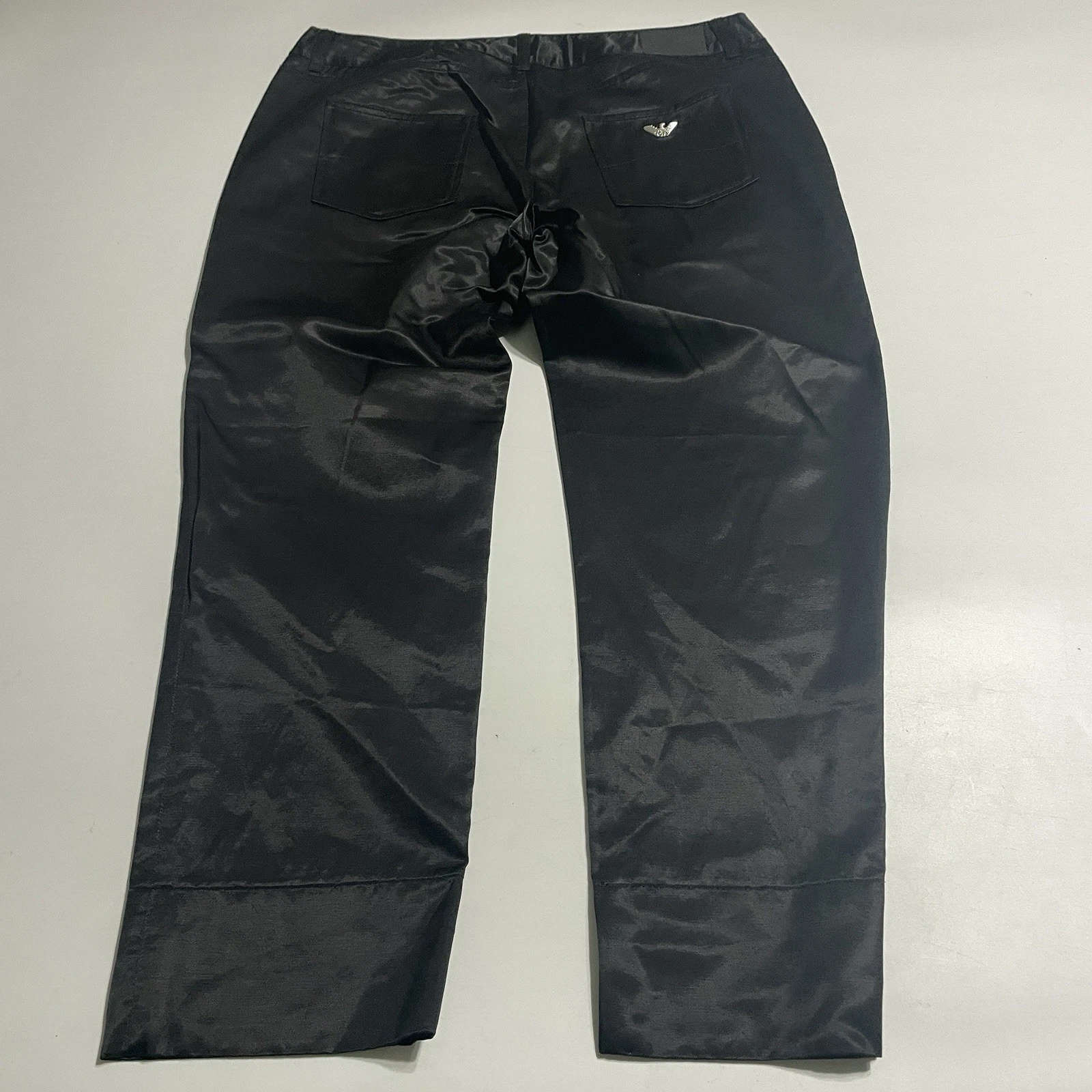 Armani Jeans Womens Black Satin Feel Capri Pants Sz 12 Fits 34x25