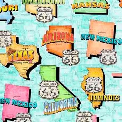 Route 66 Maps - 1 yard price! - Continuous yards available.