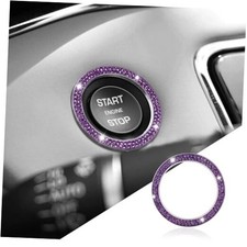 Bling Car Crystal Rhinestone Ring Emblem Sticker, Push to Start 1PCS Purple