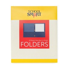 School Smart 2-Pocket Folders with Fasteners Dark Blue 25-Pack