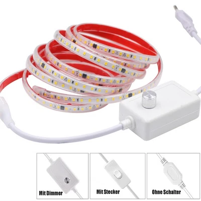 230V Dimmbar LED Streifen Stripe Band Lichtschlauch Leiste Kette Selbstklebend - Bild 1 von 4