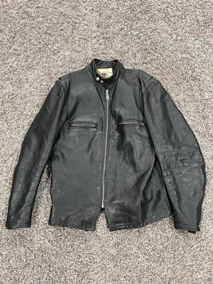 Vintage Beck Arnley Black Leather Cafe Racer Motorcycle Jacket Mens Large