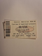Vintage 2012 Odd Future/Tyler The Creator Concert Ticket Stub Camp Flog Gnaw