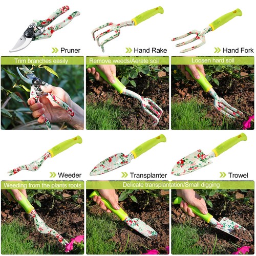 Gardening Tool Set - 13 PCS Heavy Duty Aluminum Gardening Tools Kit Floral Pr... - Picture 4 of 7