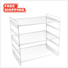 3-Tier Adjustable Shelf Organizer Steel Kitch...