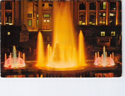 Vtg Postcard Vancouver B.C. Centennial Fountain Ulluminated Italian Marble BC