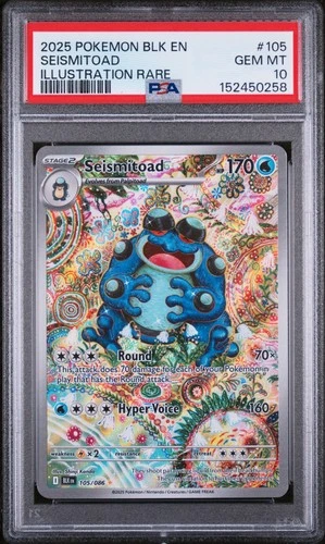 POKEMON SEISMITOAD 2025 BLK EN-BLACK BOLT #105 IR PSA 10