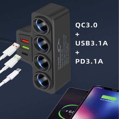 7-in-1 4Way Car Cigarette Lighter Socket Splitter Fast Charger Power Adapter 12V - Photo 4/12